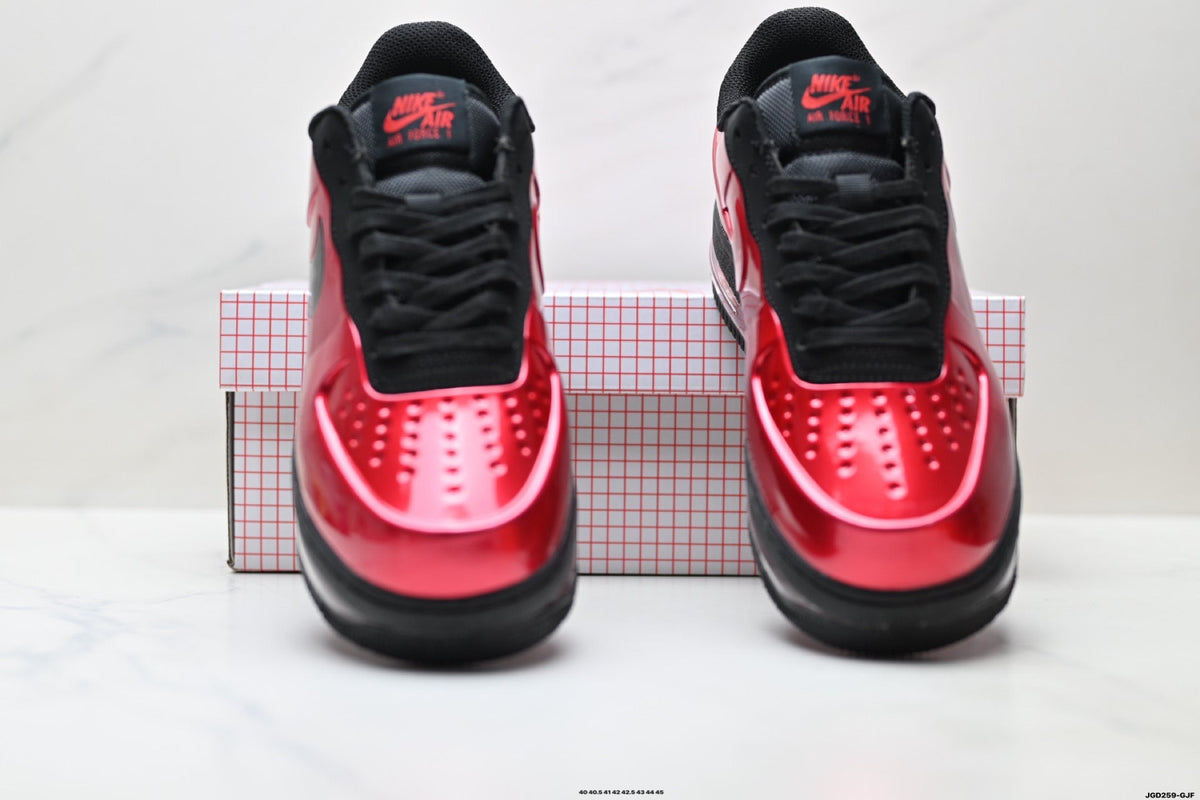Nike Air Force 1 Low Red Black Unisex Sneakers Style 03