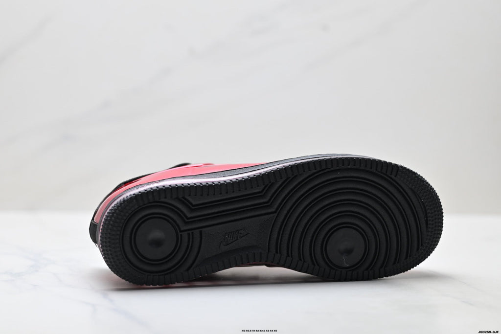 Nike Air Force 1 Low Red Black Unisex Sneakers Style 03