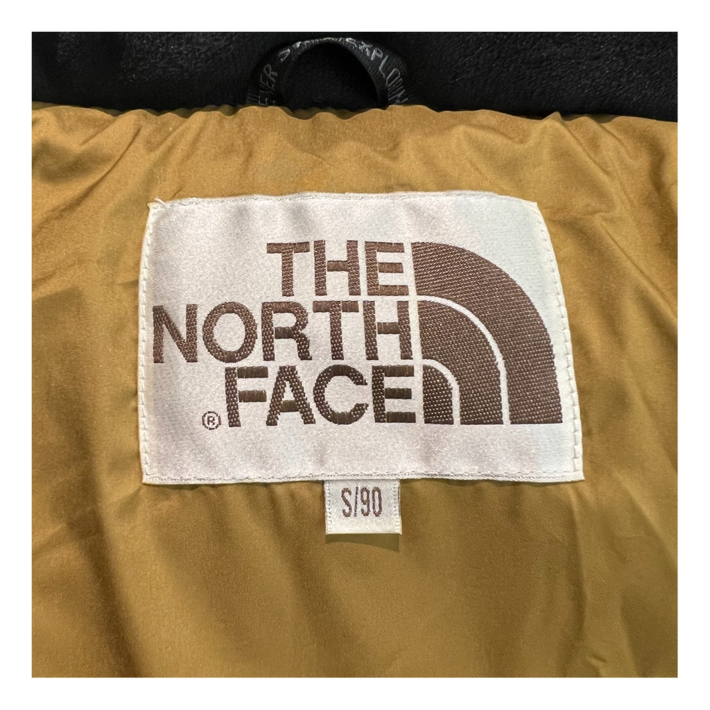 The North Face Color-Block Hooded Long Puffer Coat in Tan