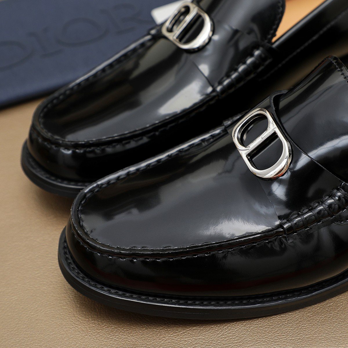 Dior Black Buckle Loafers - Moc-Toe Stitching