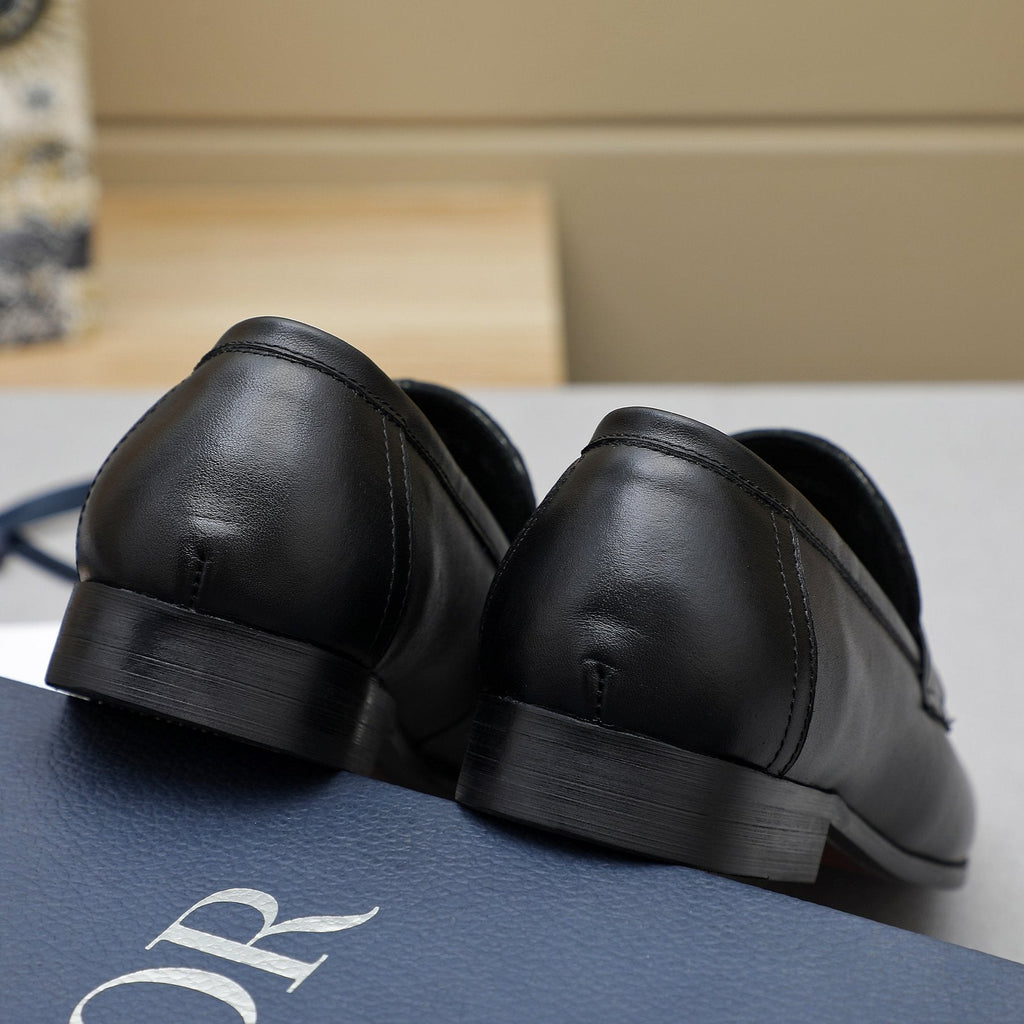 Dior Black Embossed Leather Loafers