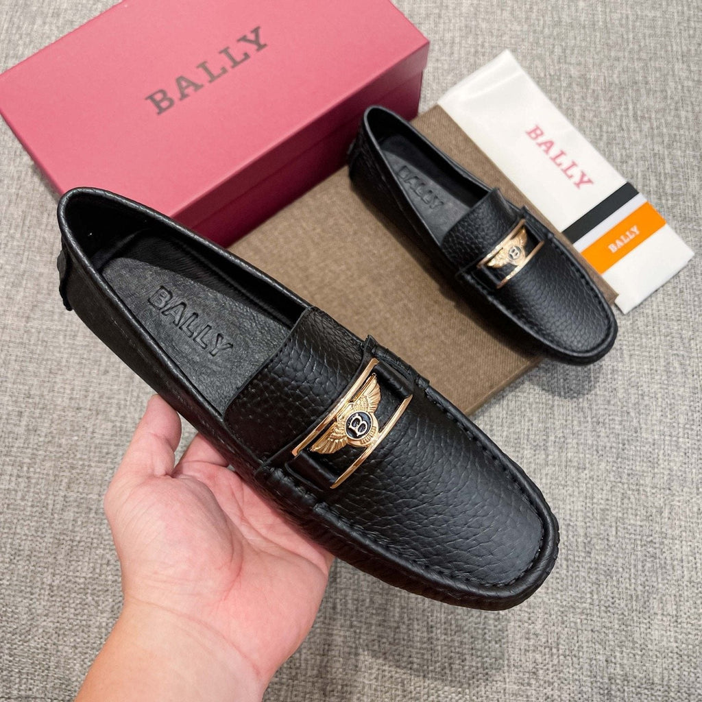 Bally Men's Black Textured Slip-On Loafers