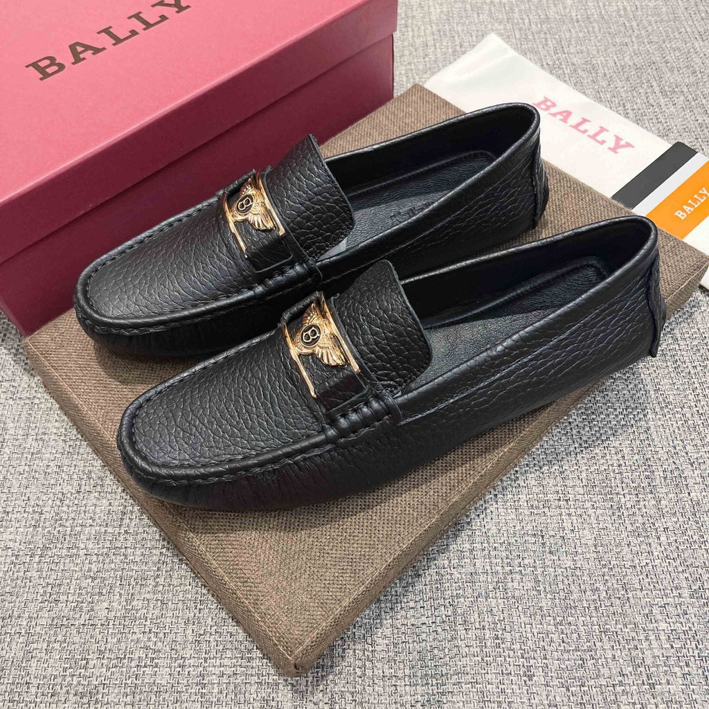 Bally Men's Black Textured Slip-On Loafers