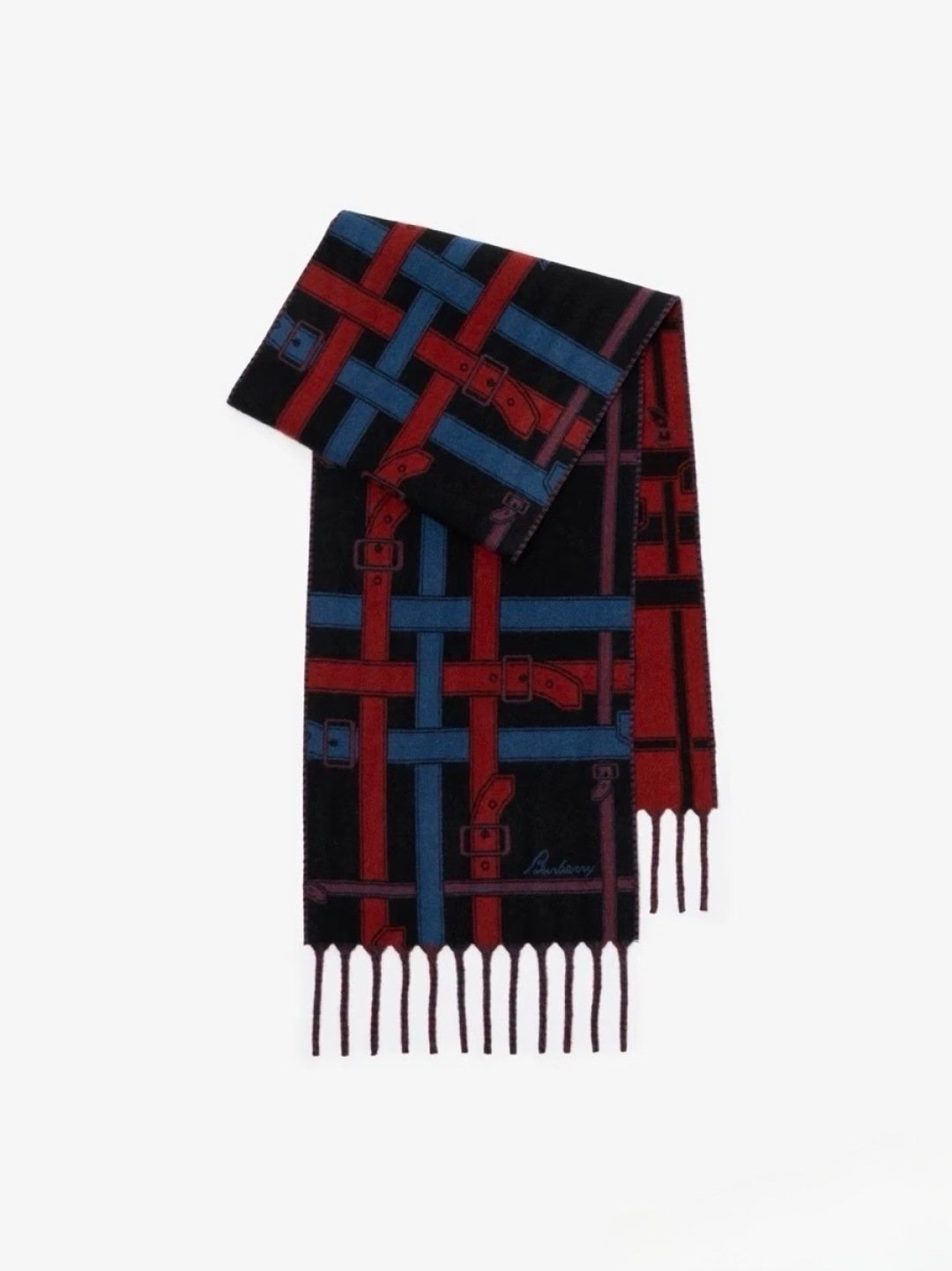 Hermès Red, Navy Blue & Black Plaid Scarf