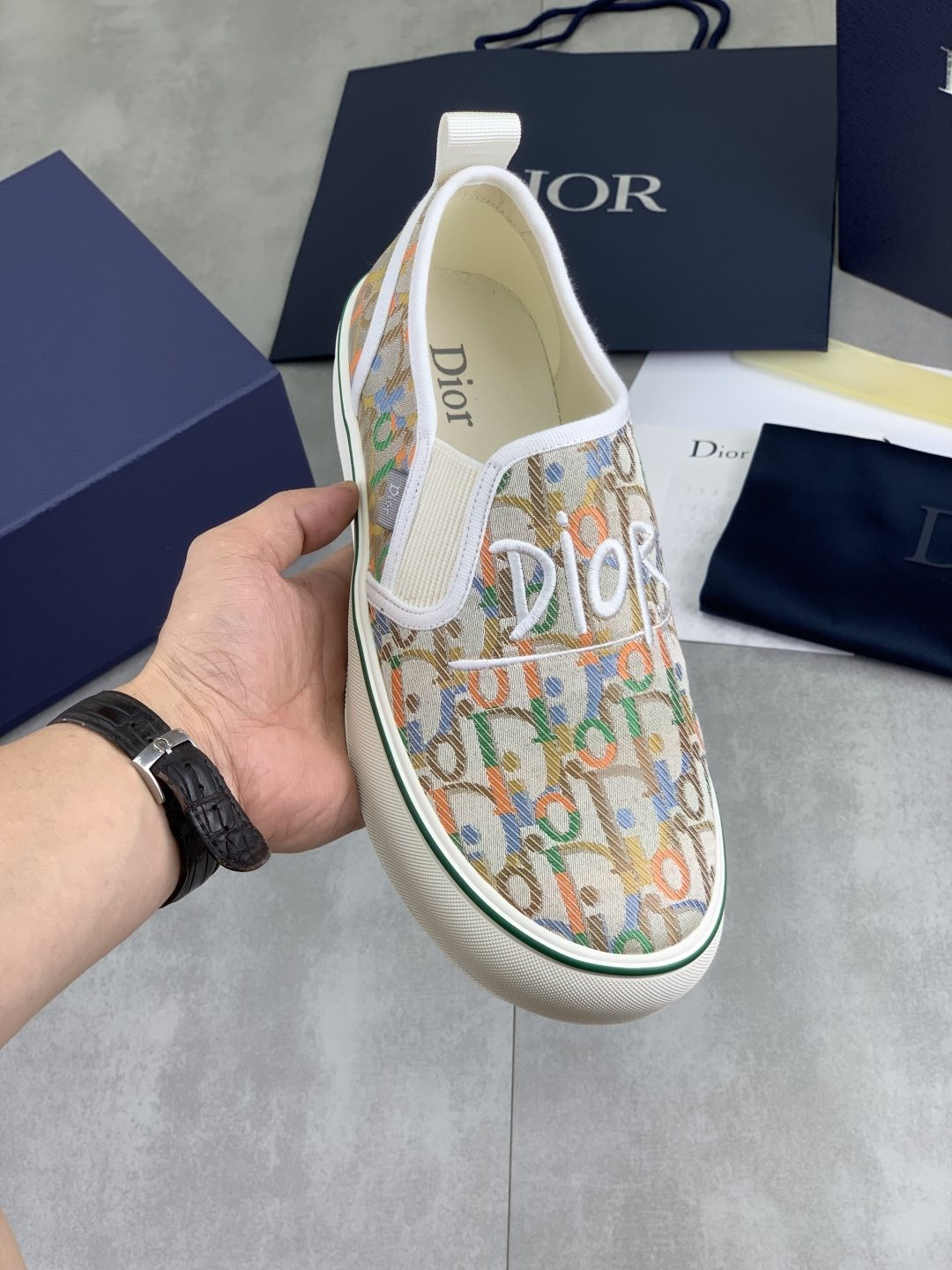 Dior Multicolor Canvas Slip-On Shoes