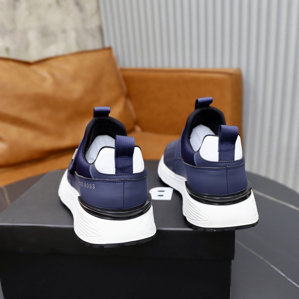 BOSS Navy Textured Slip-On Sneakers - Ridged Outsole