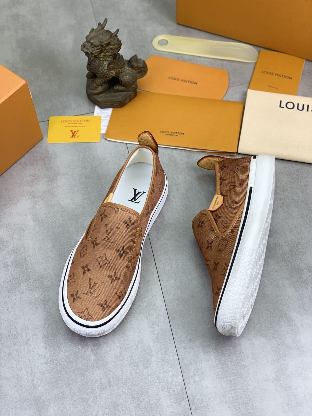 Louis Vuitton Tan Monogram Slip-On Shoes