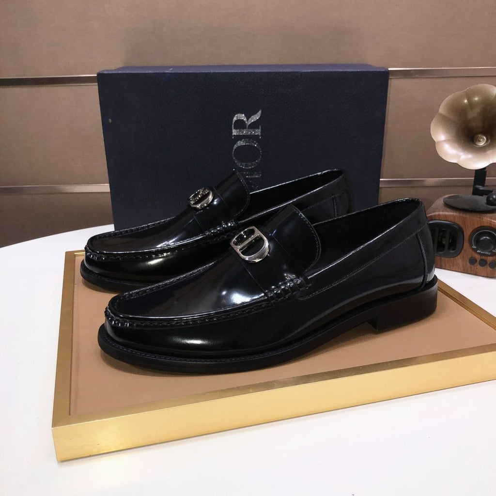 Dior Black Buckle Loafers - Black Polished Finish