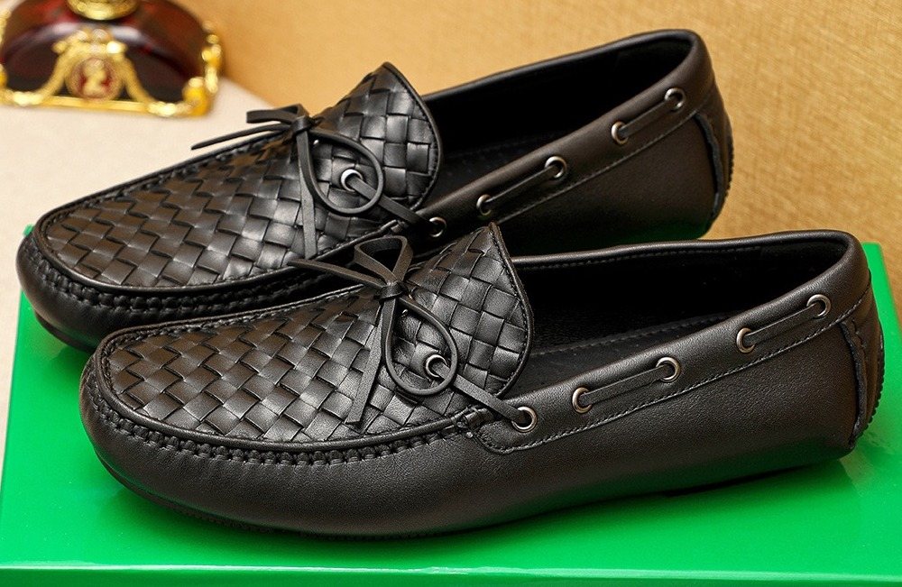 Bottega Veneta Black Woven Slip-On Loafers