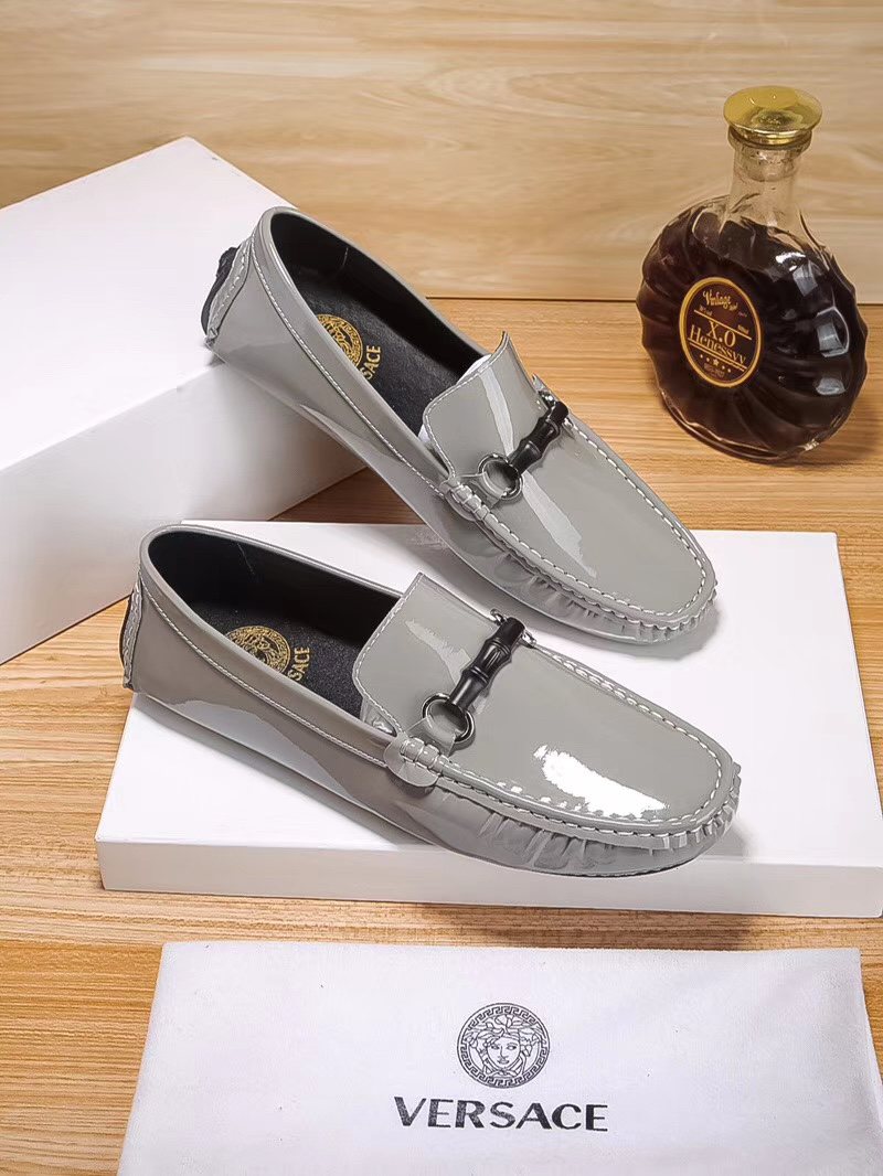 Versace Glossy Gray Bit Loafers