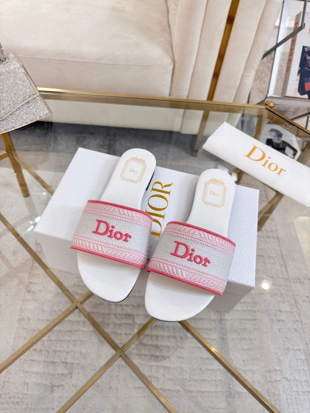 Dior Logo Strap Slide Sandals - Flat Slip-On Construction