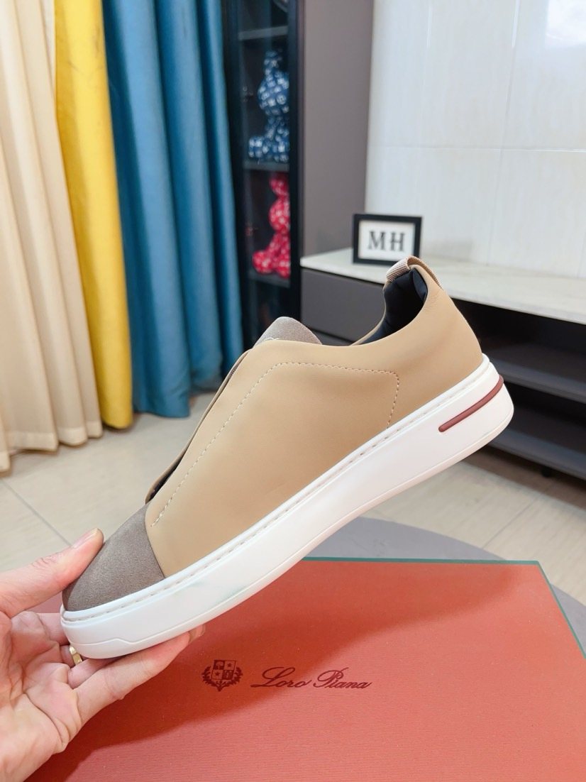 Loro Piana Contrast-Toe Low-Top Sneakers