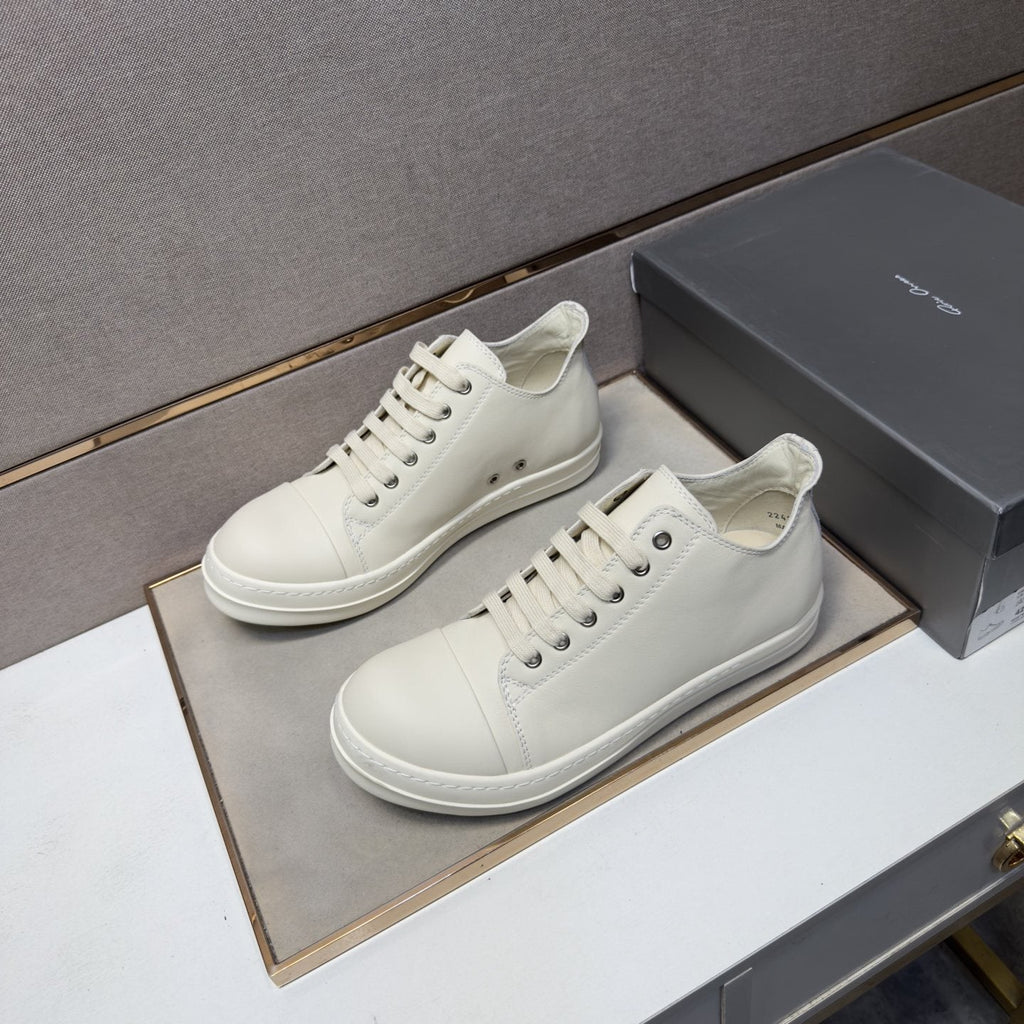 White Leather Low-Top Sneakers
