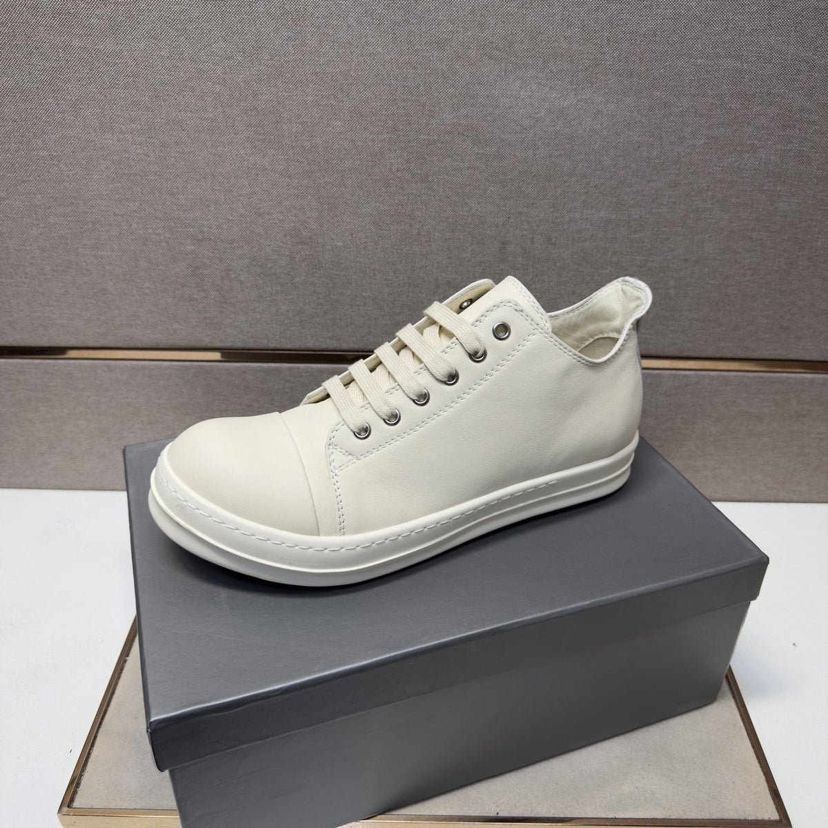 White Leather Low-Top Sneakers