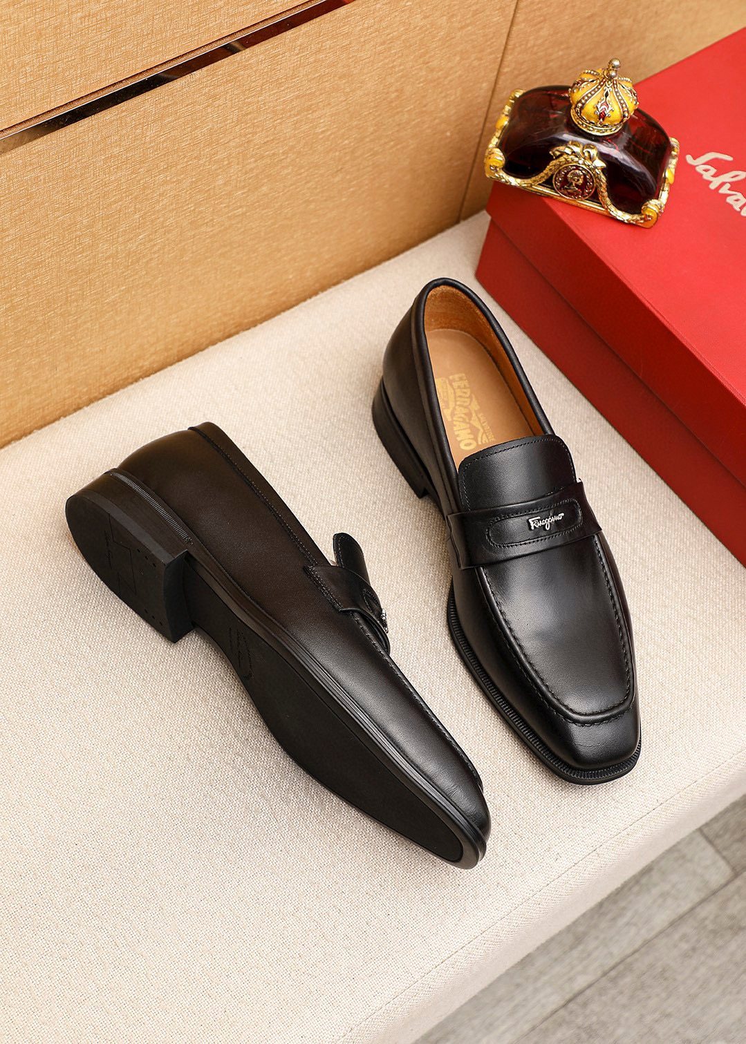 Ferragamo Leather Bit Loafers - Stacked Heel