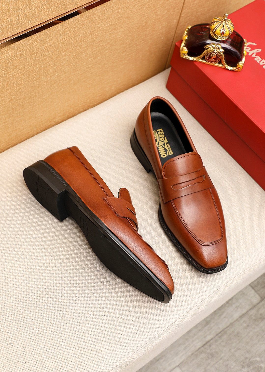 Ferragamo Leather Bit Loafers - Stacked Heel