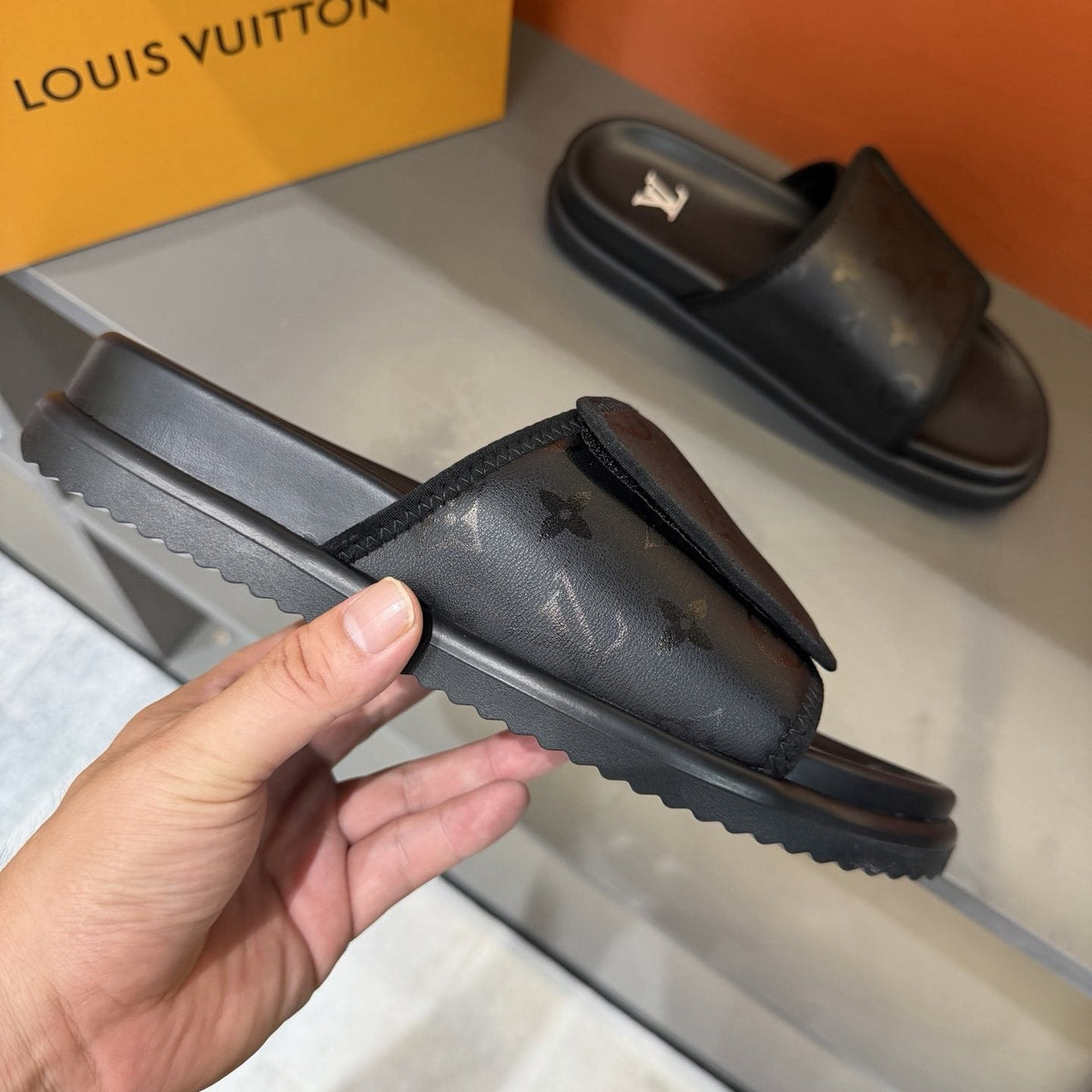 Louis Vuitton Monogram Strap Slide Sandals