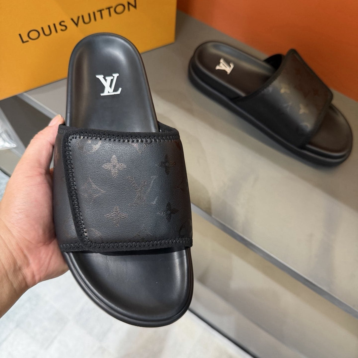 Louis Vuitton Monogram Strap Slide Sandals