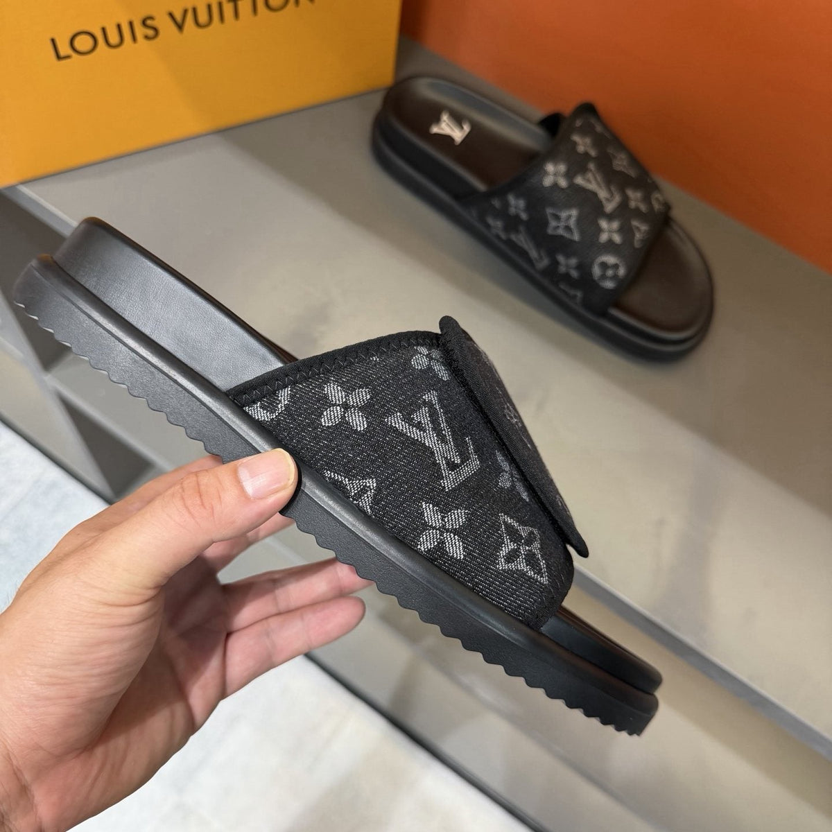 Louis Vuitton Monogram Strap Slide Sandals