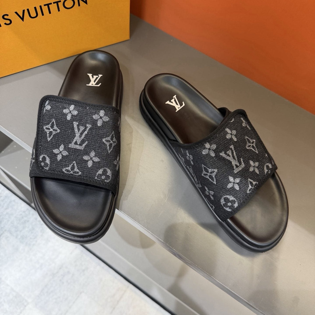 Louis Vuitton Monogram Strap Slide Sandals