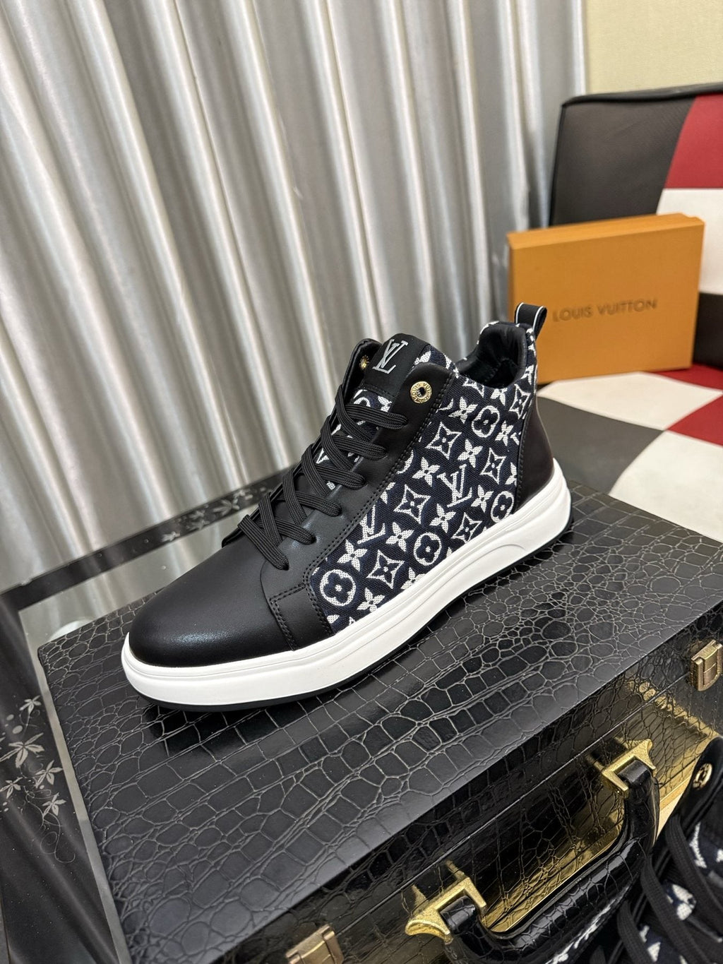 Louis Vuitton Patterned Panel High-Top Sneakers