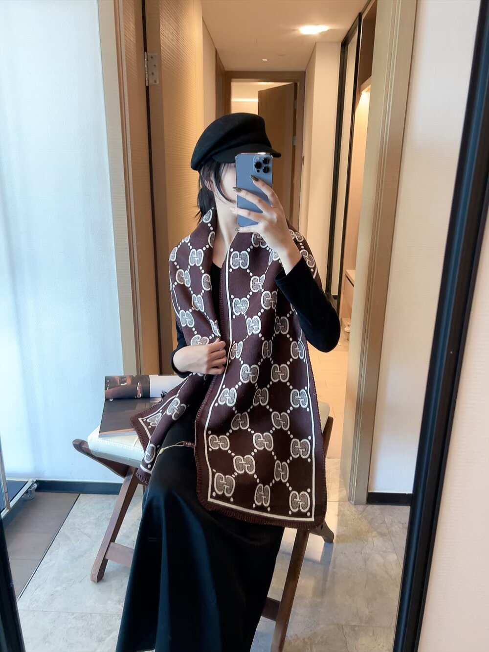 Gucci Fringed Motif Scarf