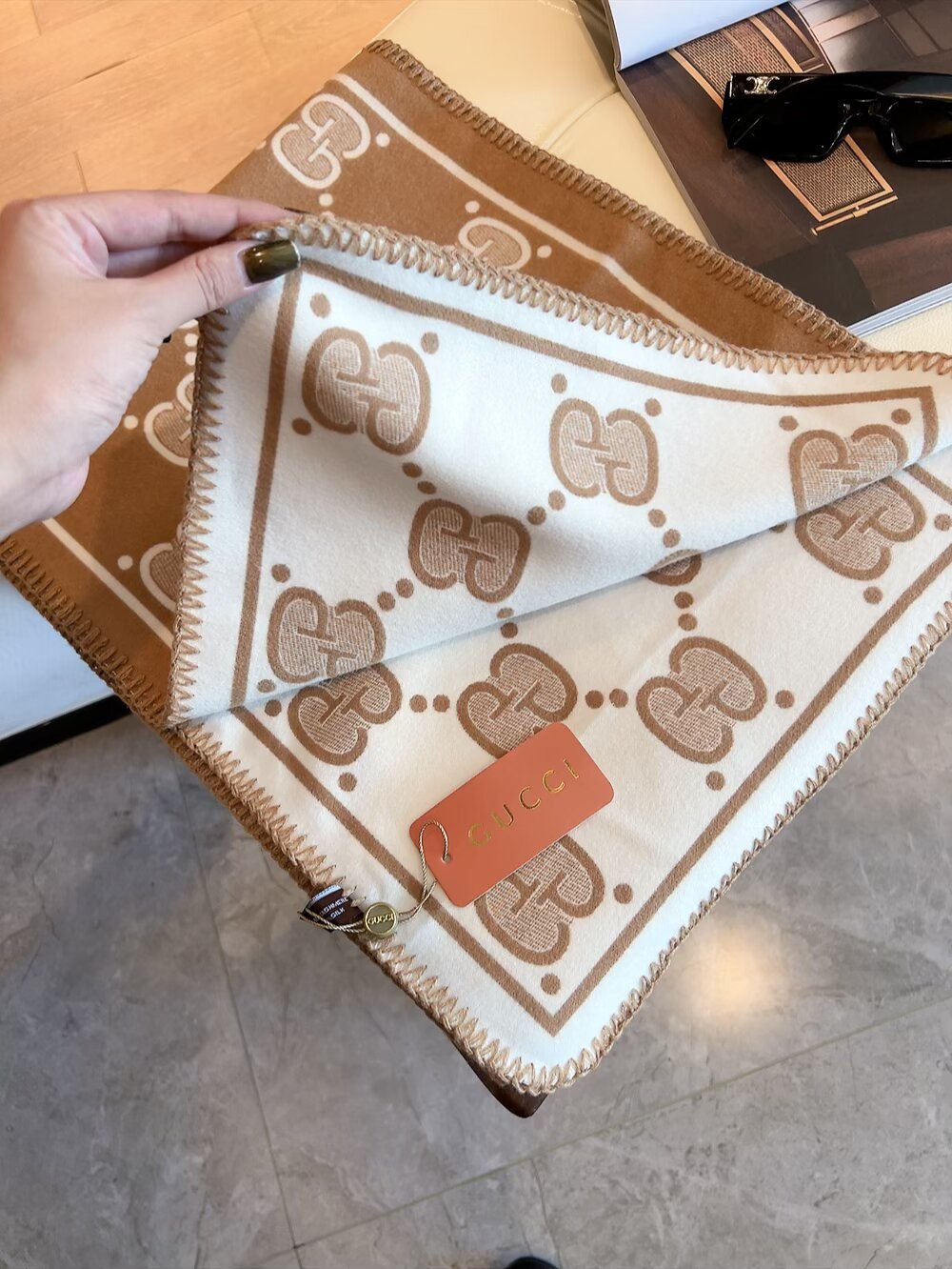 Gucci Fringed Motif Scarf