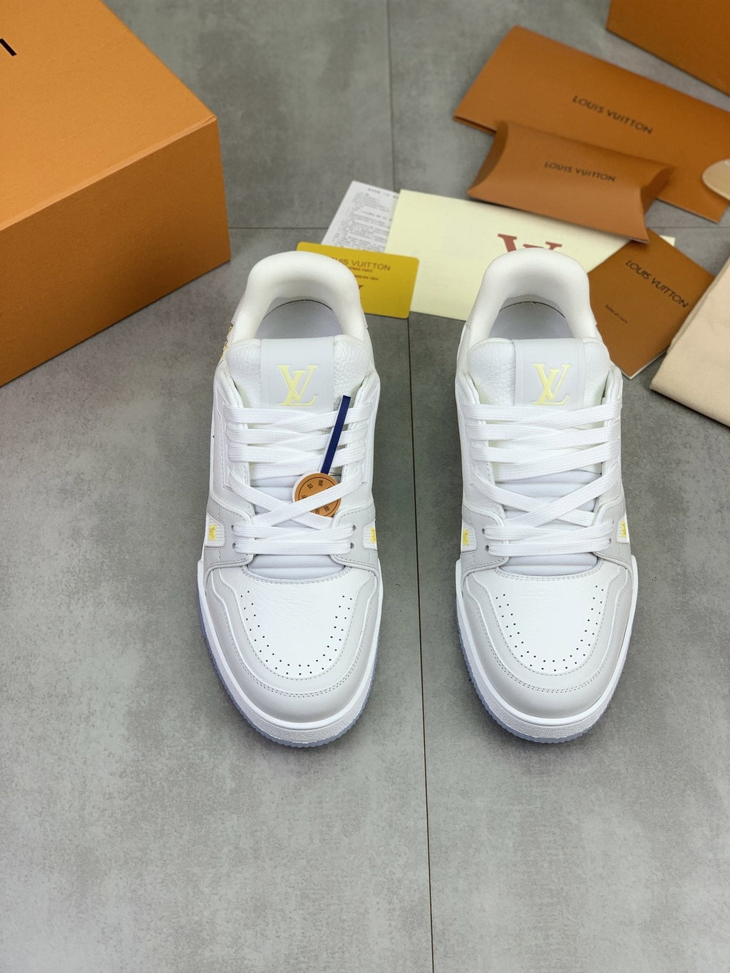 Louis Vuitton Floral Low-Top Sneakers - White, Gray & Yellow