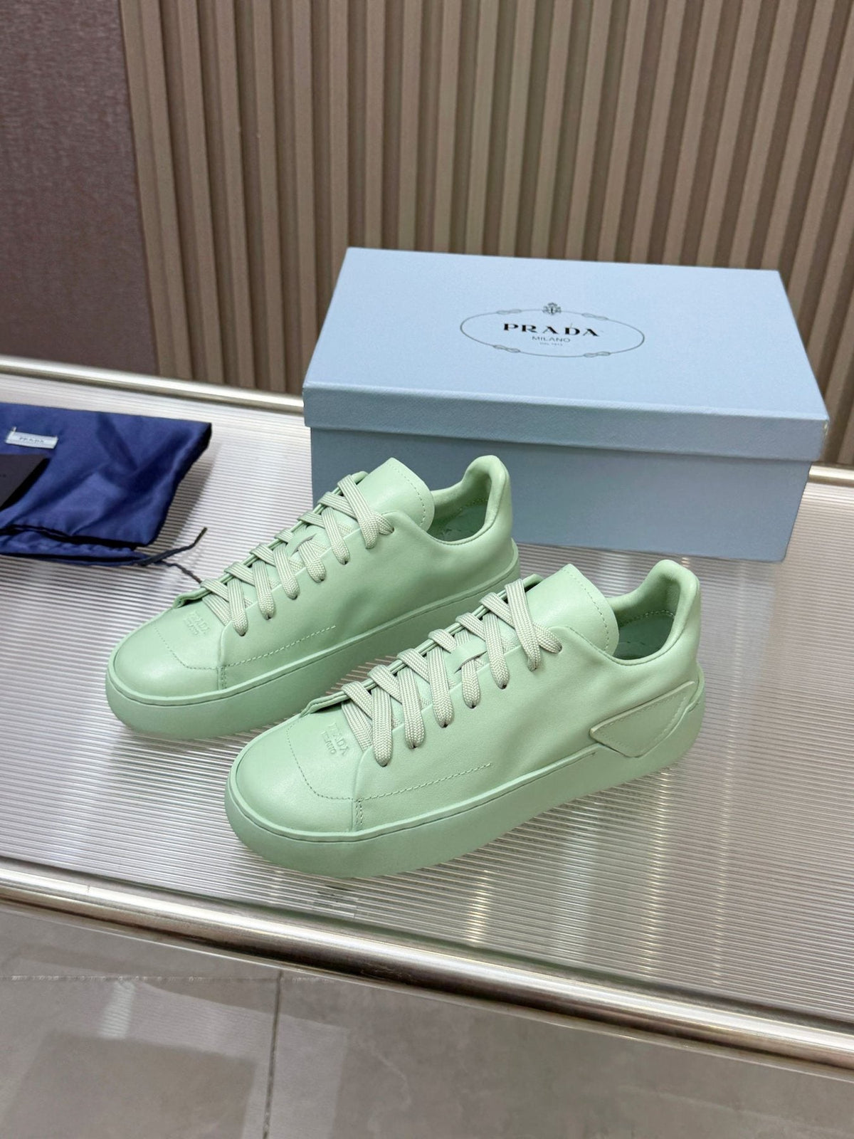 Prada Tonal Tan Low-Top Sneakers