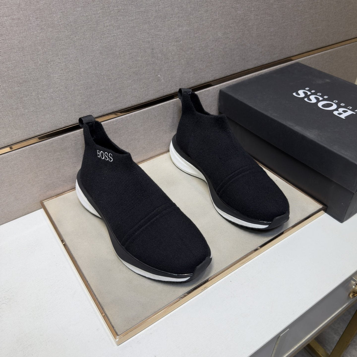 BOSS Textured Slip-On Sneakers
