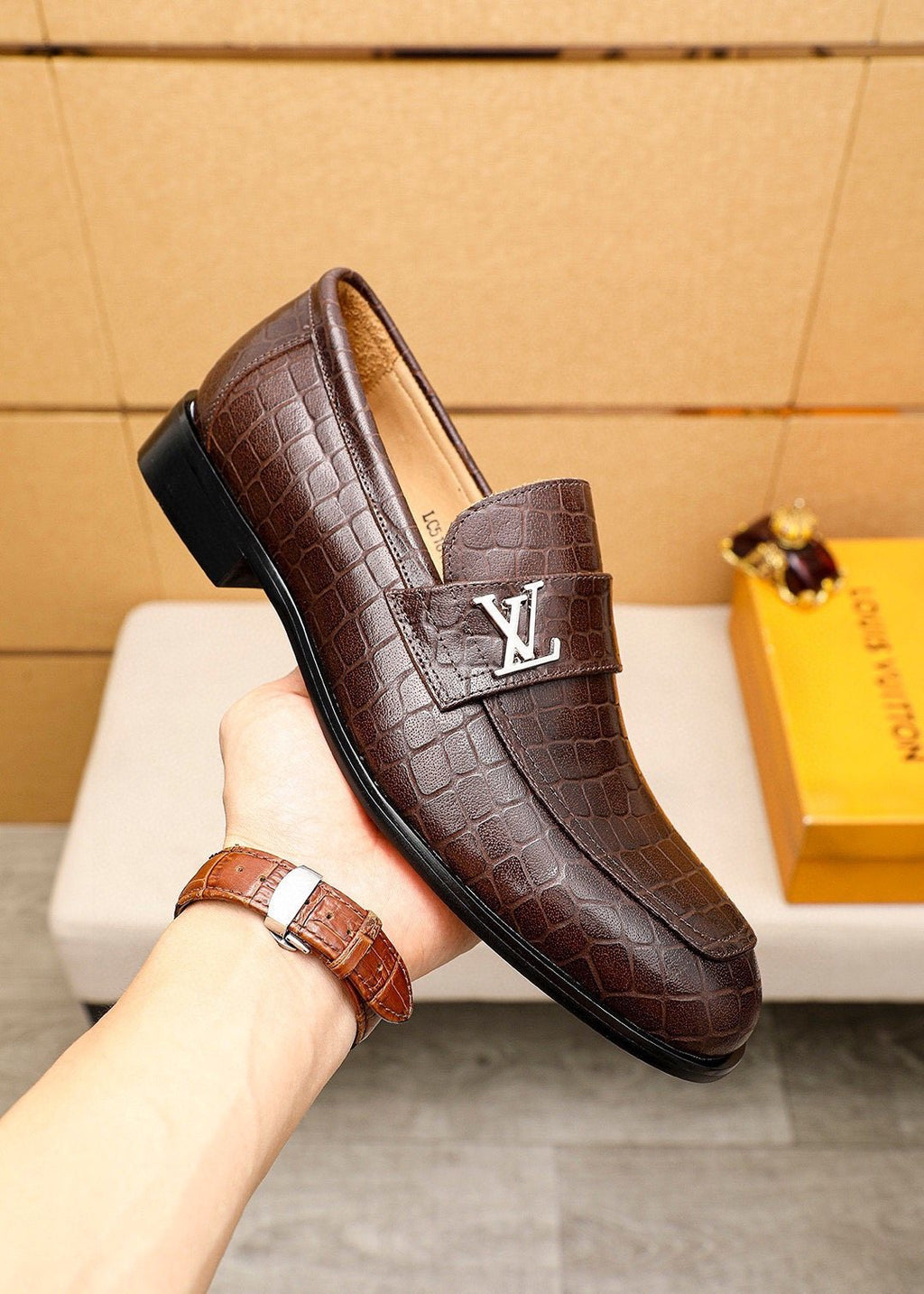 Louis Vuitton Embossed Metal-Accent Loafers