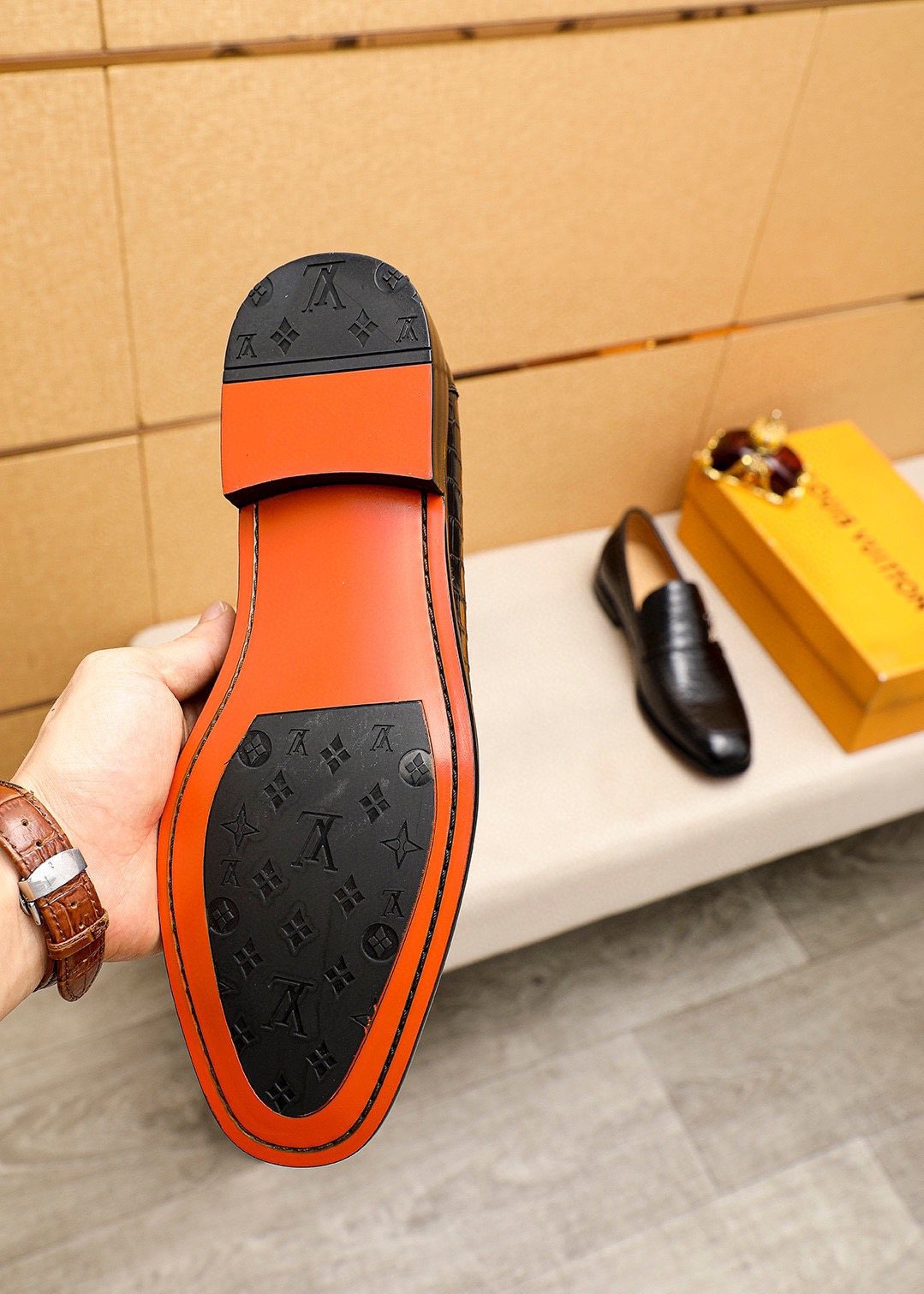 Louis Vuitton Embossed Metal-Accent Loafers
