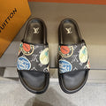 Louis Vuitton Graphic Strap Slide Sandals - Slip-On Construction