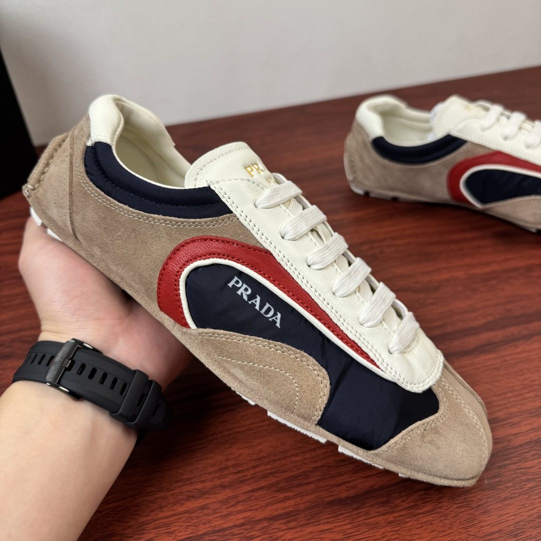 Prada Mesh Panel Low-Top Sneakers - Rubber Sole