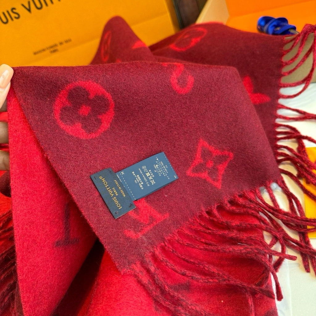 Louis Vuitton Fringed Wool Monogram Scarf