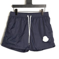 Moncler White-Emblem Drawstring Shorts - Dark Navy